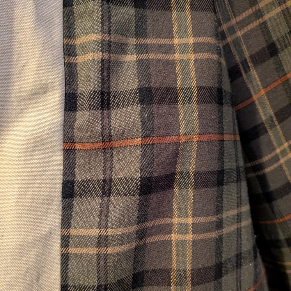 Lands' End Men's Beige Barn Jacket / Chore Coat with Dark Brown Trim. Large - Picture 10 of 11